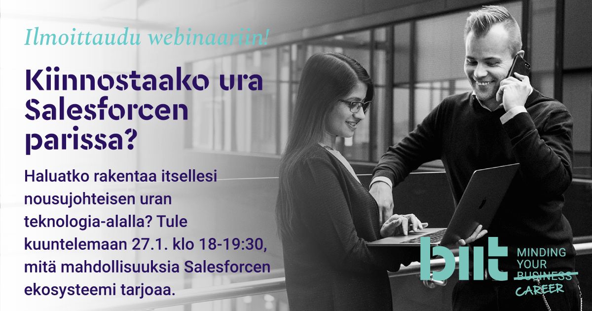 Biit järjestää 27.1. webinaarin uramahdollisuuksista Salesforcen ekosysteemissä